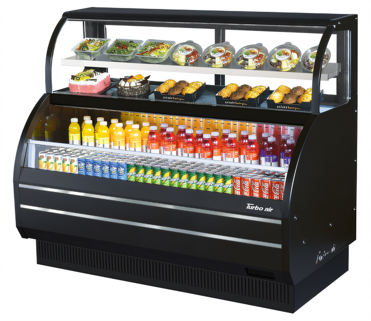 Product image #1 for Turbo Air Open Display Merchandiser Combination Case with Refrigerated Top Shelf, 62-5/8 Inch, 2-Shelf, Black