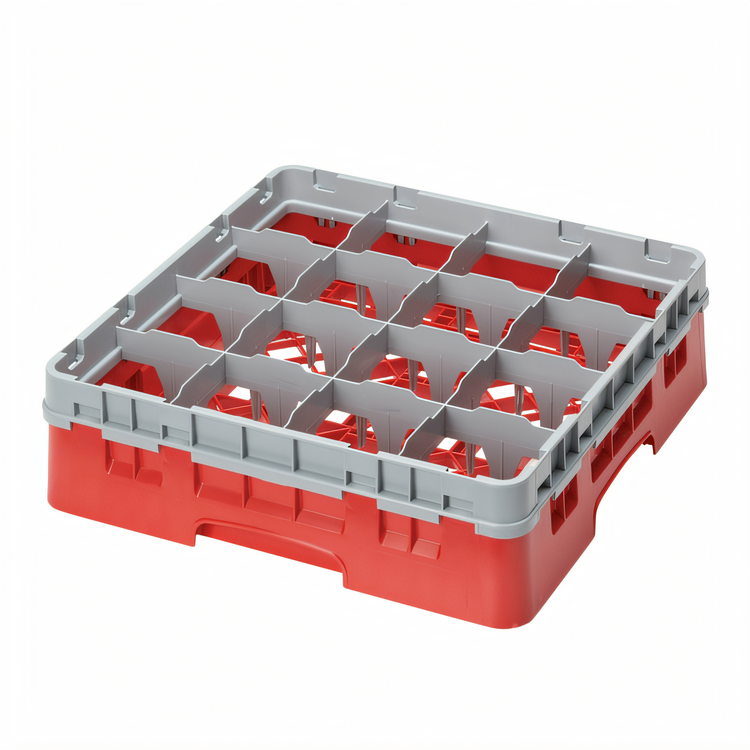 Product image #2 for Cambro Camrack® Full-Size 16-Compartment Glass Rack with Soft Gray Extender