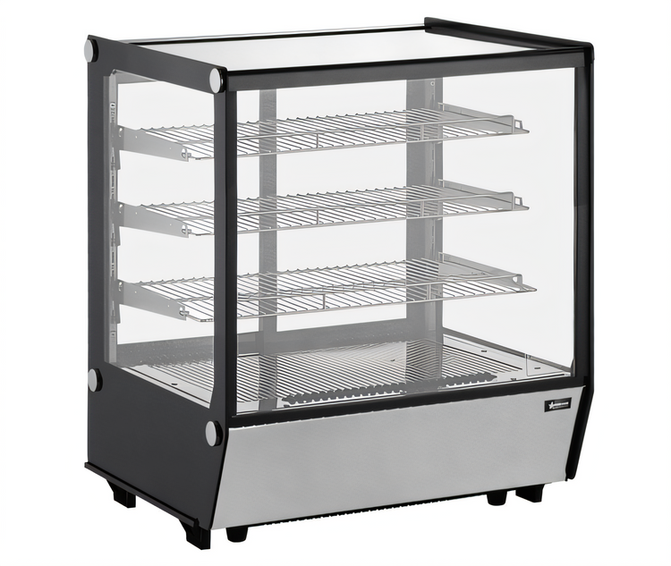 Product image #1 for Omcan 28-Inch Countertop Square Glass Refrigerated Display Case, 5.12 Cu. Ft., Bottom-Mounted Self-Contained