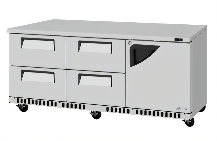 Product image #1 for Turbo Air Super Deluxe Three-Section Undercounter Refrigerator with Door and Drawers, Front Breathing, 17.6 Cu. Ft.