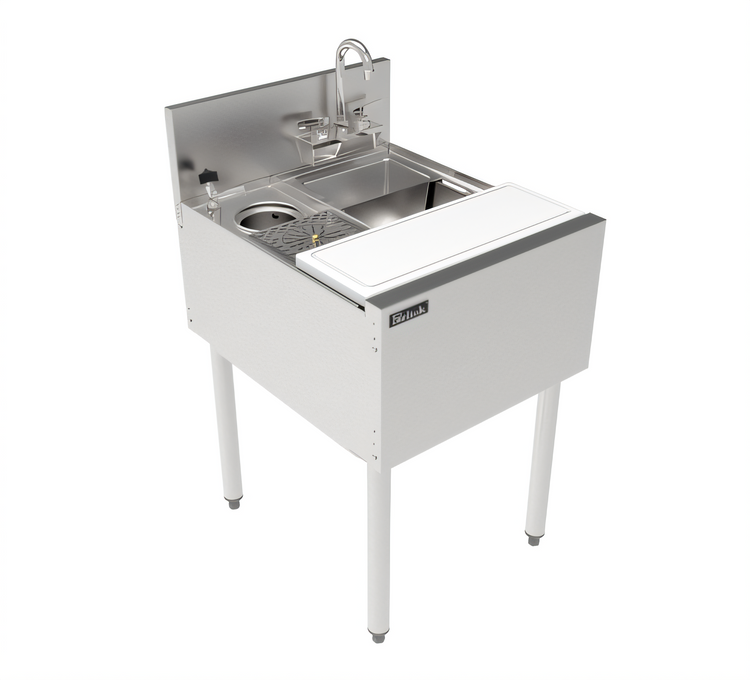 Product image #1 for Perlick Top Shelf 20-Inch Wide Stainless Steel Underbar Prep Sink with Single Bowl, Cutting Board, Glass Rinser and Tool Well