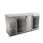 Thumbnail image #1 for Micro Matic USA Pro-Line MBB68GS-E 28 Cu. Ft. Two-Section Refrigerated Back Bar Cabinet, 2 Locking Glass Doors, Stainless Steel