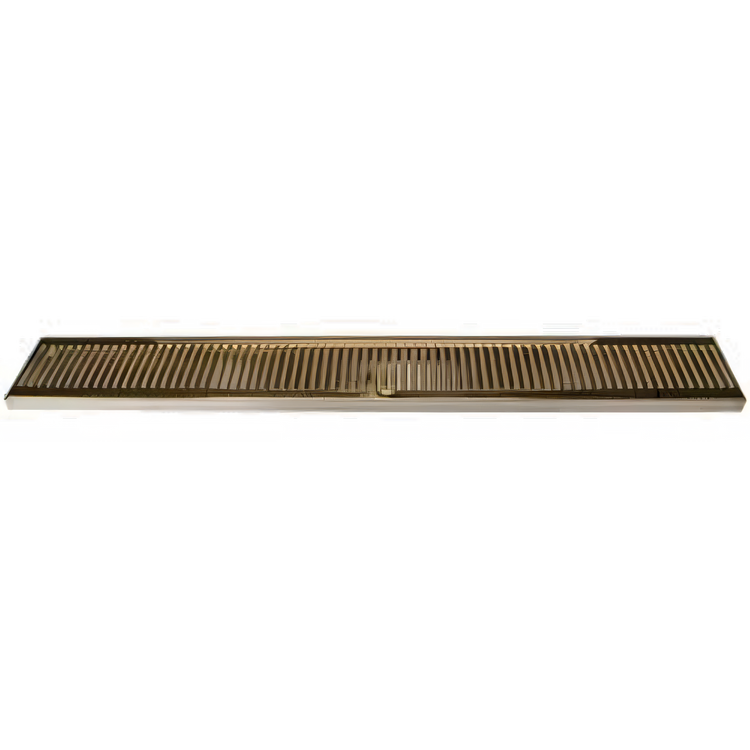 Product image #1 for 36-Inch Surface Mount Stainless Steel Drip Tray with Perforated PVD Brass Grid and 3-1/2-Inch Drain Nipple