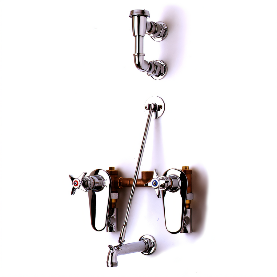 Product image #1 for T&S Brass B-0695 8-Inch Wall-Mount Concealed Service Sink Fitting with Elevated Vacuum Breaker and Pail Hook Spout