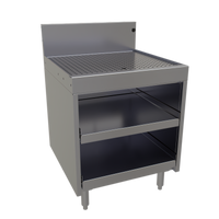 Glastender Stainless Steel Underbar Glass Rack Storage Unit with Drainboard Top, Open Front Base, Holds 2 Glass Racks, 24