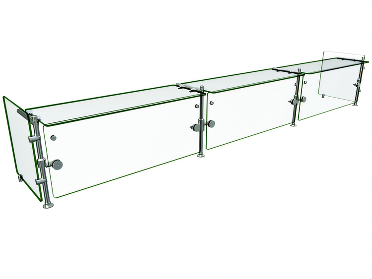 Product image #1 for Hatco Flav-R-Shield ORBIT900 Full-Service Pass-Over Sneeze Guard, 3-Bay, 120-Inch Wide