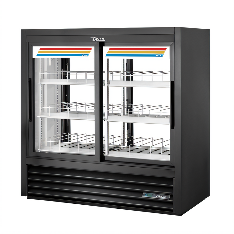 Product image #1 for True 48-Inch Wide Pass-Thru 2-Section Glass Door Merchandiser Refrigerator