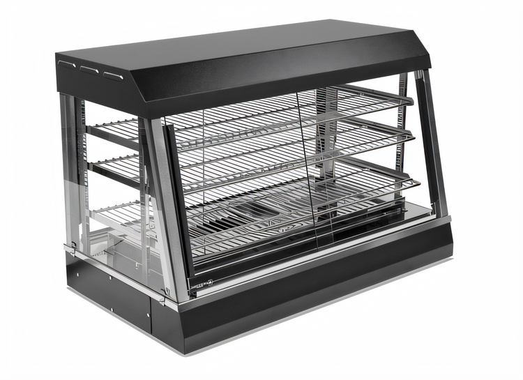 Product image #1 for Vollrath HFM-36 Countertop Self-Service Hot Food Merchandiser, 36 Inch Wide, Angled, Illuminated, 3 Adjustable Shelves