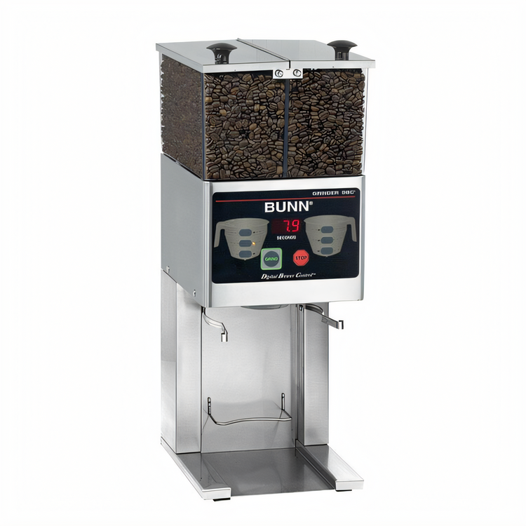 Product image #1 for BUNN FPG-2 DBC Automatic Portion Control French Press Coffee Grinder with Dual 3 lb Hoppers