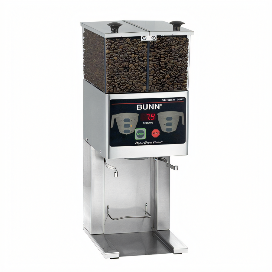 Product image #1 for BUNN FPG-2 DBC Automatic Portion Control French Press Coffee Grinder with Dual 3 lb Hoppers