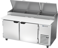 Beverage-Air DP67HC Deli/Pizza Two-Section, Two-Door Pizza Top Refrigerated Prep Table, 67 Inch, 20.68 Cu. Ft.