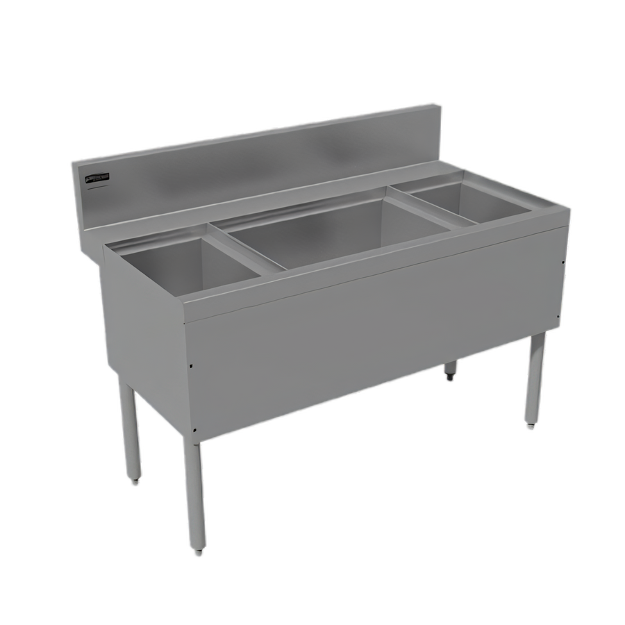 Product image #1 for Advance Tabco Prestige Supreme 60-Inch Underbar Ice Chest with Left and Right Bottle Racks, Stainless Steel, Without Cold Plate