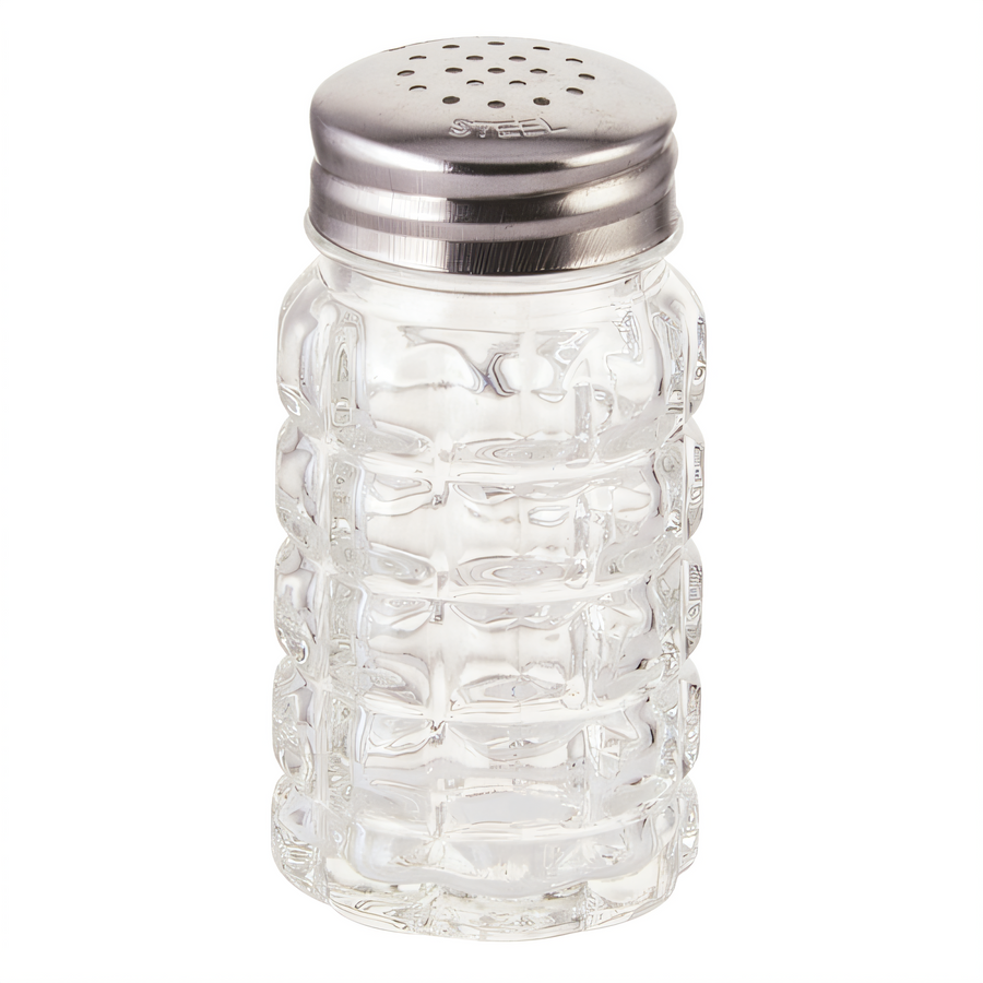 Product image #1 for Winco Classic 2 oz Glass Salt and Pepper Shaker with Stainless Steel Flat Top