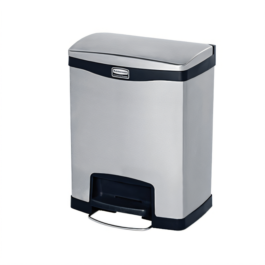 Product image #1 for Slim Jim 8 Gallon Black Stainless Steel Front Step Trash Can