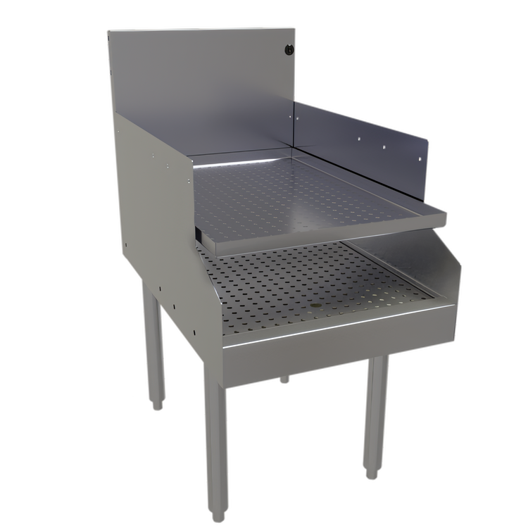 Product image #1 for Glastender Freestanding Recessed Drainboard with Perforated Shelf, 18" W x 29" D