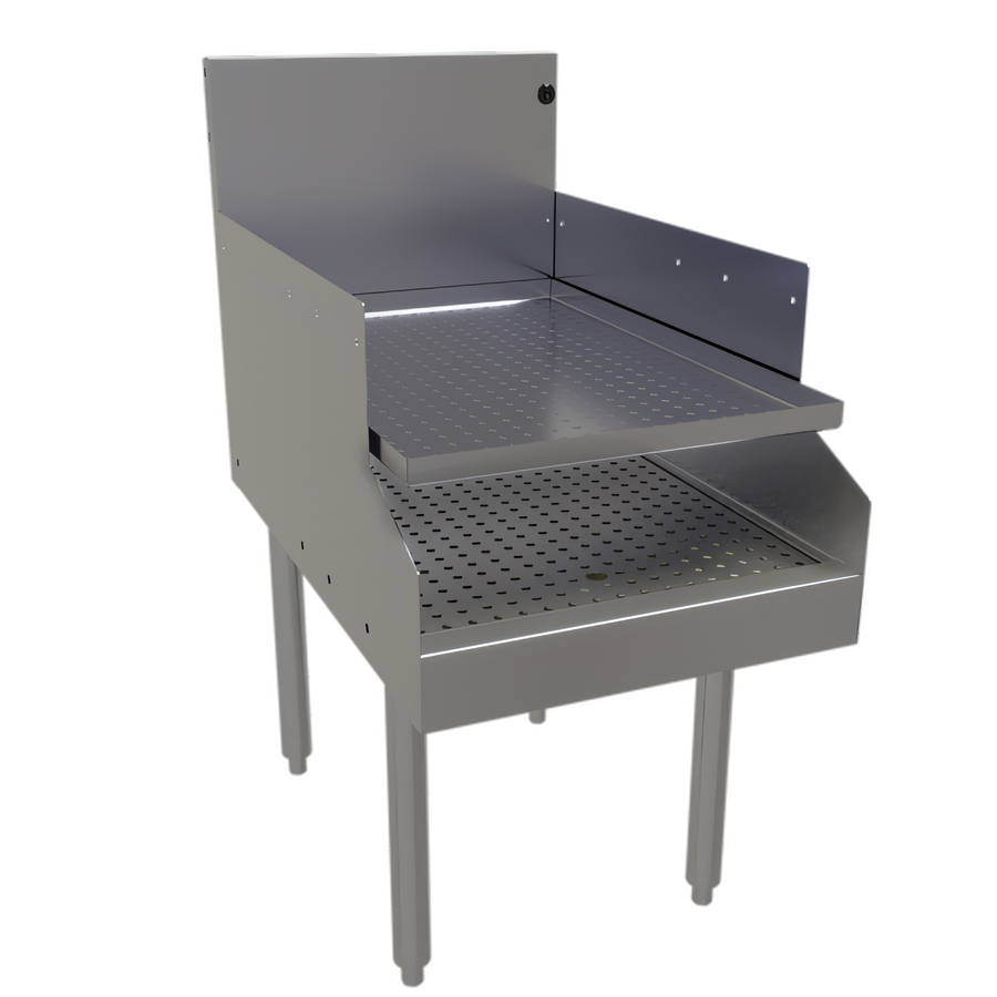 Product image #1 for Glastender Freestanding Recessed Drainboard with Perforated Shelf, 18" W x 29" D