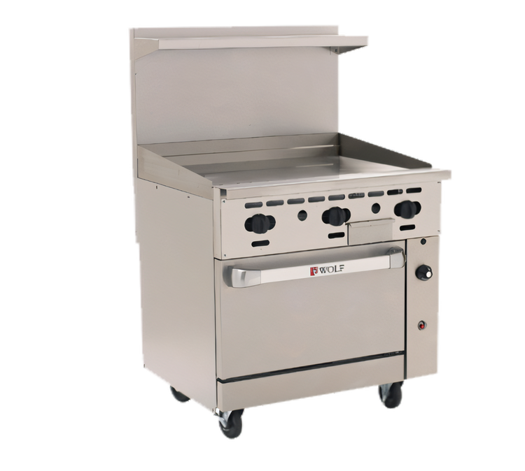 Product image #1 for Wolf Challenger XL 36-Inch Gas Restaurant Range with Griddle Top and Standard Oven