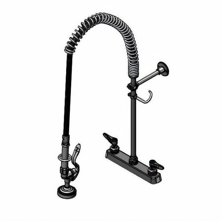 Product image #1 for T&S Brass EasyInstall 8-Inch Center Deck Mount Workboard Pre-Rinse Unit with 16-Inch Riser and 44-Inch Hose