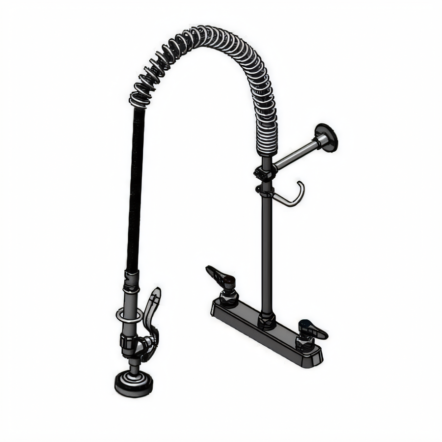 Product image #1 for T&S Brass EasyInstall 8-Inch Center Deck Mount Workboard Pre-Rinse Unit with 16-Inch Riser and 44-Inch Hose
