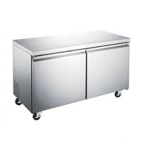 Omcan Two-Section Reach-In Undercounter Freezer, 12 Cu. Ft., Stainless Steel, 115V