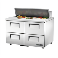 True 48-Inch Two-Section Drawered Sandwich/Salad Prep Table with 4 Drawers, 12 Pan Openings, and R290 Refrigeration