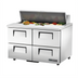 Thumbnail image #1 for True 48-Inch Two-Section Drawered Sandwich/Salad Prep Table with 4 Drawers, 12 Pan Openings, and R290 Refrigeration