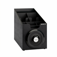Countertop Cup Dispensing Cabinet with Lid, Straw & Condiment Organizer for 8 to 44 oz Cups