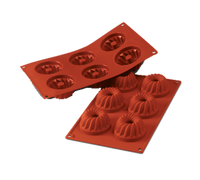 Silikomart Kougloff Silicone Baking Mold, 6-Section, Red