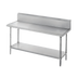 Thumbnail image #1 for Advance Tabco 72 x 36 Inch 14-Gauge 304 Stainless Steel Work Table with 10-Inch Backsplash and Undershelf