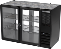 Beverage-Air BB48HC-G-PT-B 48-Inch Two-Section Pass-Thru Back Bar Refrigerator with 4 Glass Doors and Stainless Steel Top