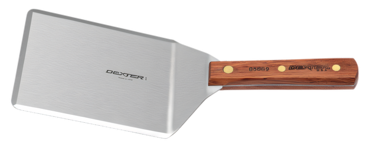 Product image #2 for Traditional 6 x 5 Inch Stainless Steel Balanced Hamburger Turner with Offset Blade and Rosewood Handle