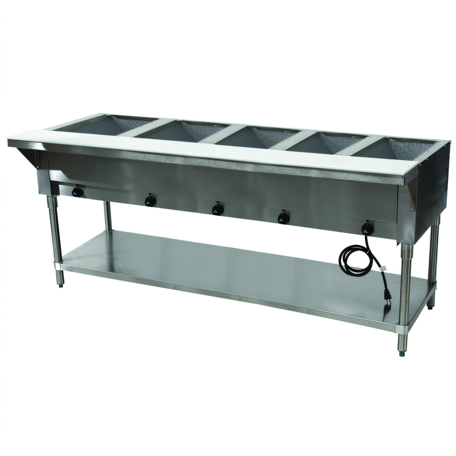 Product image #1 for Advance Tabco Triumph (Supreme) 5-Well Electric Open Well Hot Food Table with Undershelf and Cutting Board, 77-3/4 Inch