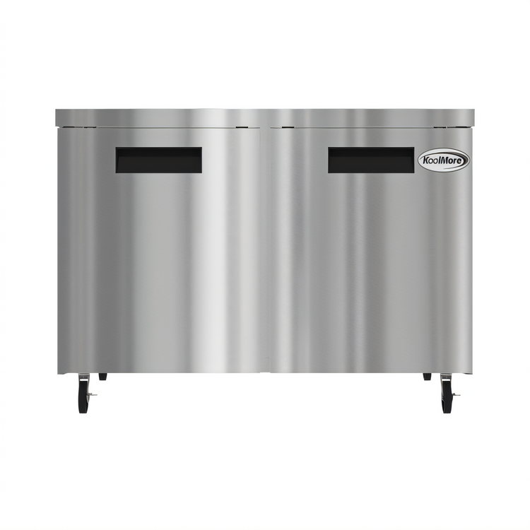 Product image #1 for KoolMore 48-Inch Two-Section Undercounter Reach-In Refrigerator with Solid Stainless Steel Doors