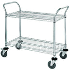 Thumbnail image #1 for Quantum WRC-2430-2 2-Shelf Chrome-Plated Wire Bus Cart, 1200 lb. Capacity, U-Handles, 30 x 24 x 37.5 in.