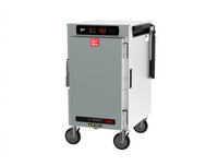 Metro HotBlox Narrow 8-Pan Mobile Pass-Thru Insulated Holding Cabinet with Digital Touchscreen and Solid Doors