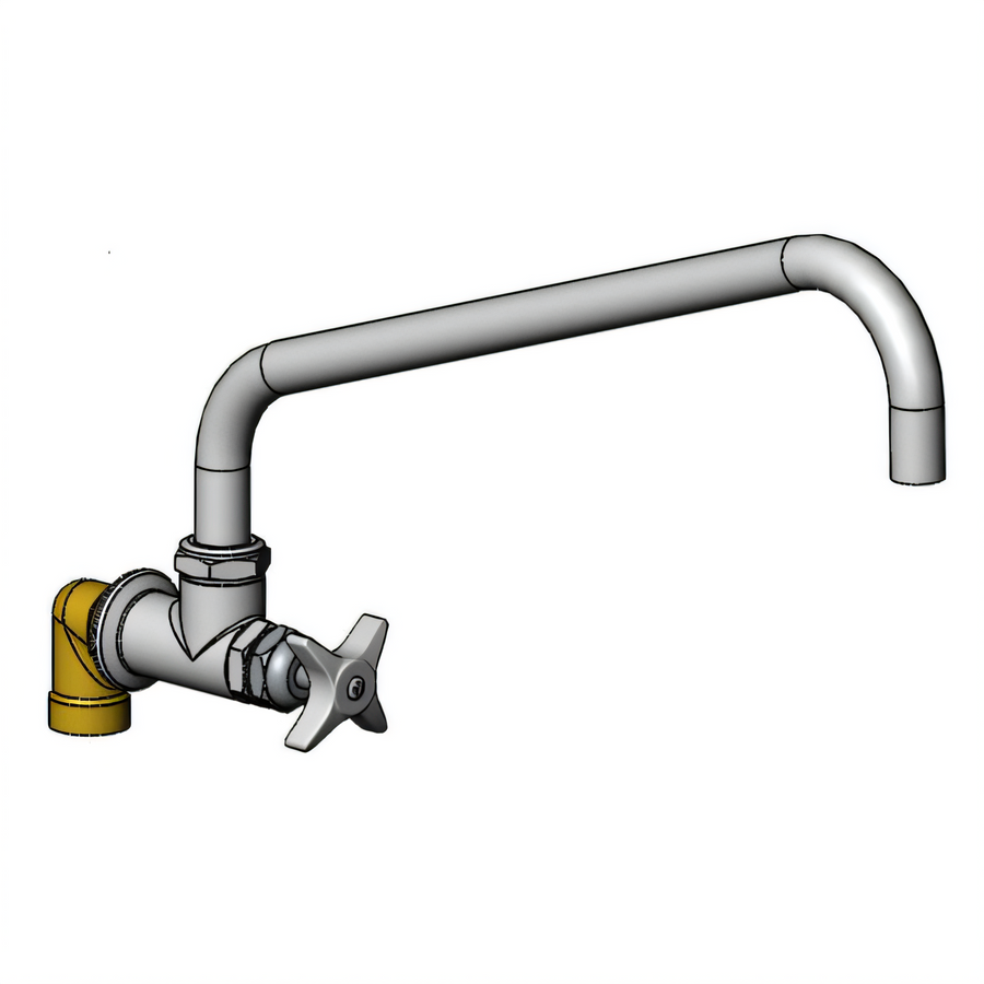 Product image #1 for T&S Brass Big-Flo Wall Mount Faucet with 16-Inch Swing Nozzle, 4-Arm Handle, and 3/4-Inch Street Elbow
