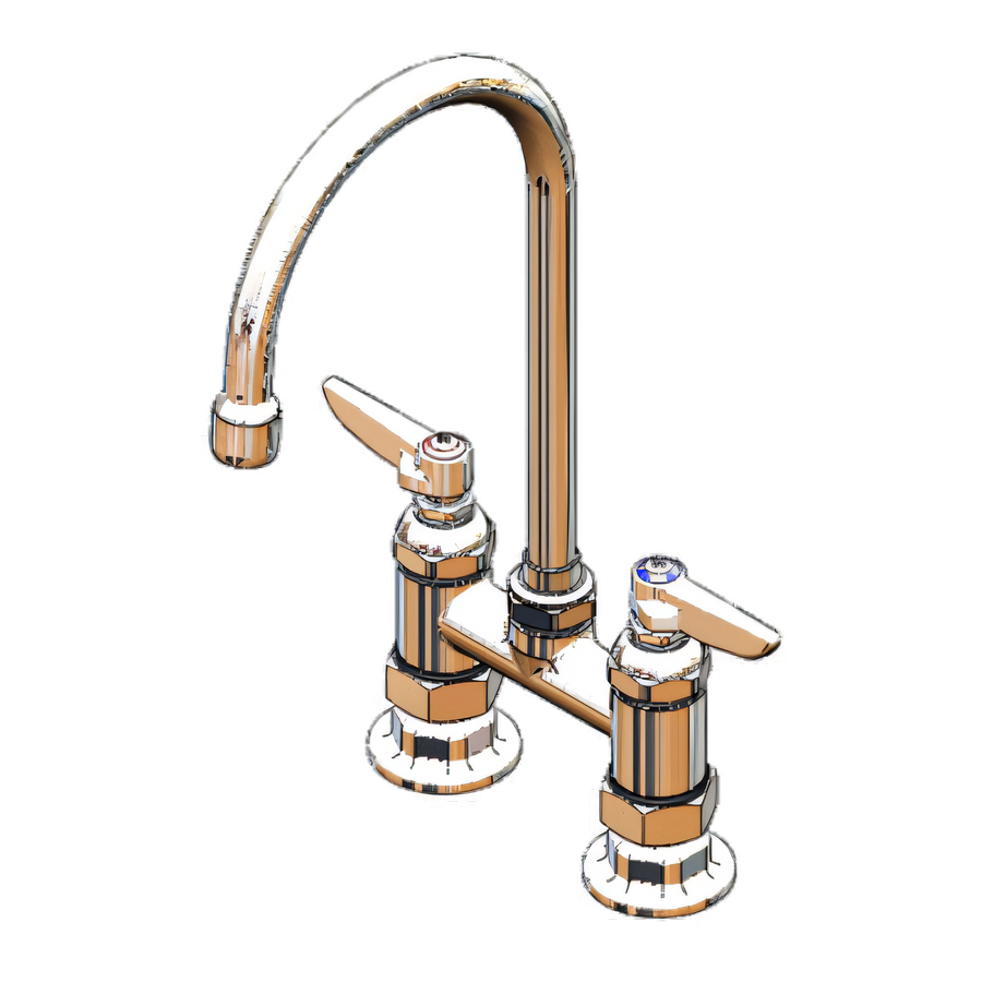 Product image #1 for T&S Brass 4-Inch Deck Mount Mixing Faucet with 5-3/4-Inch Swivel Gooseneck Spout, 2.2 GPM, Low Lead