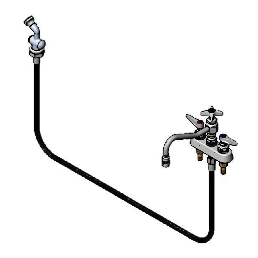 Product image #1 for T&S Brass B-1152 8-Inch Center Deck-Mount Workboard Mixing Faucet with 8-Inch Swing Nozzle, Spray Valve, and 48-Inch Hose
