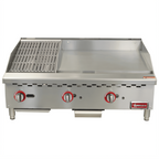 Thumbnail image #1 for 36-Inch Countertop Natural Gas Griddle and Charbroiler Combo, 24-Inch Griddle, 12-Inch Charbroiler