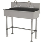 Thumbnail image #1 for Advance Tabco 19-FM-48-F 48-Inch Freestanding Multi-Station Hand Sink, 16-Gauge 304 Stainless Steel, 2 Faucets Included
