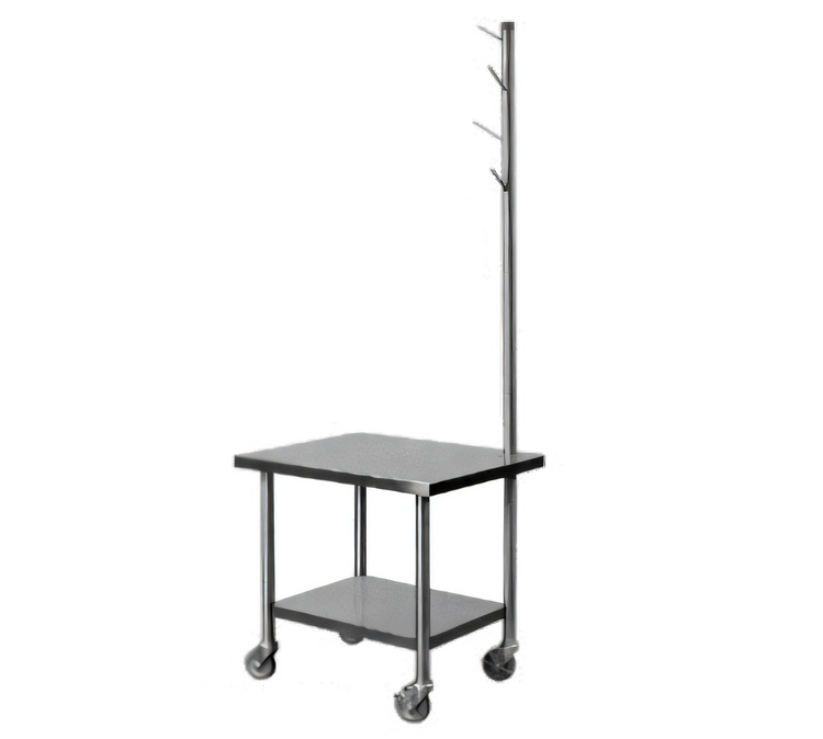 Product image #1 for Dinex Mobile Stainless Steel Mixer Stand with Marine Edge Top, Undershelf and 4-Inch Casters, 29 x 23 x 28-1/2 Inches