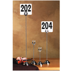 Thumbnail image #1 for American Metalcraft HPCH8 Chrome Stainless Steel Harp Number Stand with Round Weighted Base, 2.25-Inch Diameter x 8-Inch High Case of 72