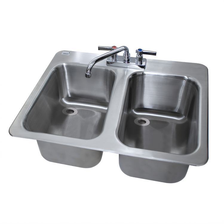 Product image #1 for Advance Tabco Bar King (Supreme) DBS-2 Drop-In 2-Compartment Stainless Steel Bar Sink with Faucet and Overflow Pipes