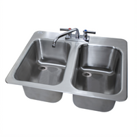 Advance Tabco Bar King (Supreme) DBS-2 Drop-In 2-Compartment Stainless Steel Bar Sink with Faucet and Overflow Pipes