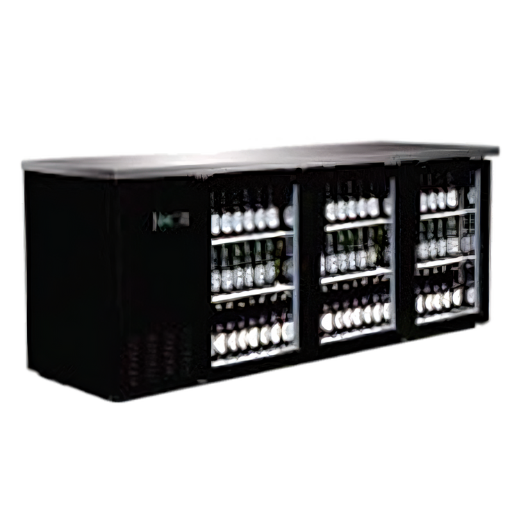 Product image #1 for Serv-Ware 73-Inch 3-Door Glass Door Back Bar Cooler with Stainless Steel Top