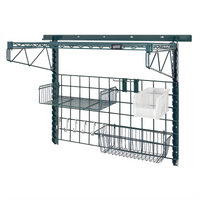 Quantum Store Grid Medium-Duty Wall-Mount Starter Kit with Shelf, Grid Panel, Basket, Hooks and Clear Bin