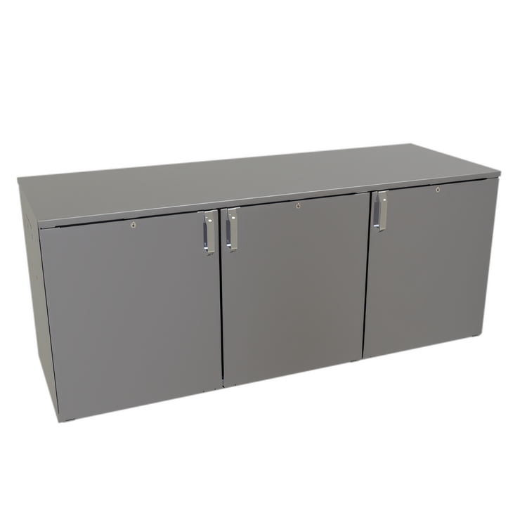Product image #1 for Glastender Pass-Thru Back Bar Cooler, 72-Inch, Three-Section, Remote Refrigeration, Low Profile