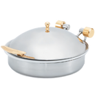 Thumbnail image #1 for Vollrath Intrigue® 46121 6-Quart Round Solid Top Induction Chafer, Stainless Steel, Brass Trim