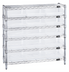 Thumbnail image #1 for Quantum 36-Inch Wide Chrome Plated Stationary Bin Wire Shelving System with 6 Shelves and 15 Clear Bins