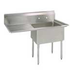 Thumbnail image #1 for BK Resources BKS-1-1620-12-18L 1-Compartment Stainless Steel Sink with Left Drainboard, 16 x 20 x 12 in Bowl, 9 in Backsplash
